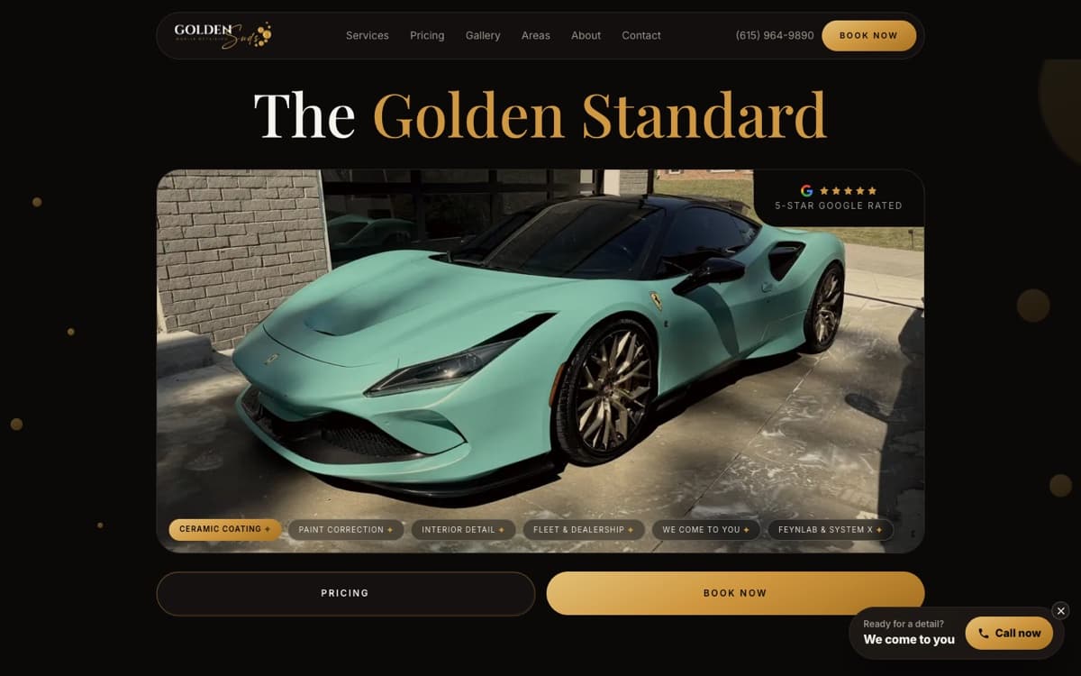 The Golden Suds Detailing hero, as it ships