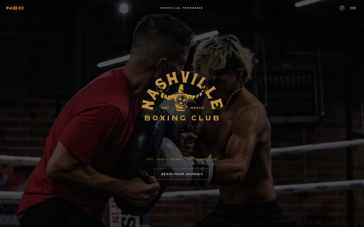 The Nashville Boxing Club home page, as it ships